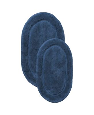 Oval Solid Non-Skid Washable Cotton 2-Pc. Bath Rug Set