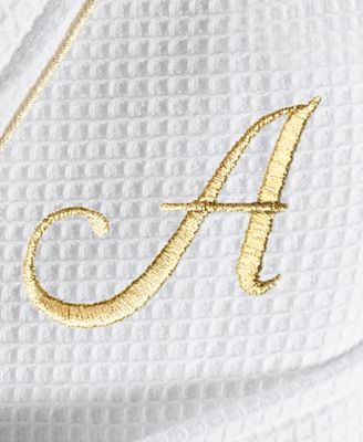 Textiles 100% Turkish Cotton Unisex Personalized Waffle Weave Terry Bathrobe with Satin Piped Trim
