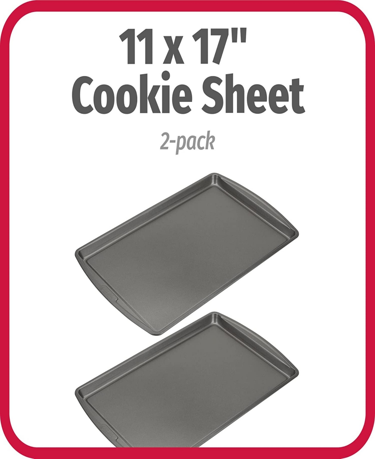 Good Cook Set Of 2 Large 17" X 11" Nonstick Steel Multipurpose Cookie Sheets In Gray
