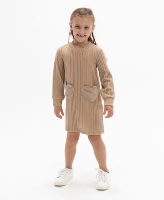 Rare Editions Toddler Girls Long Sleeve Heart Pocket Sweater Dress Macy s