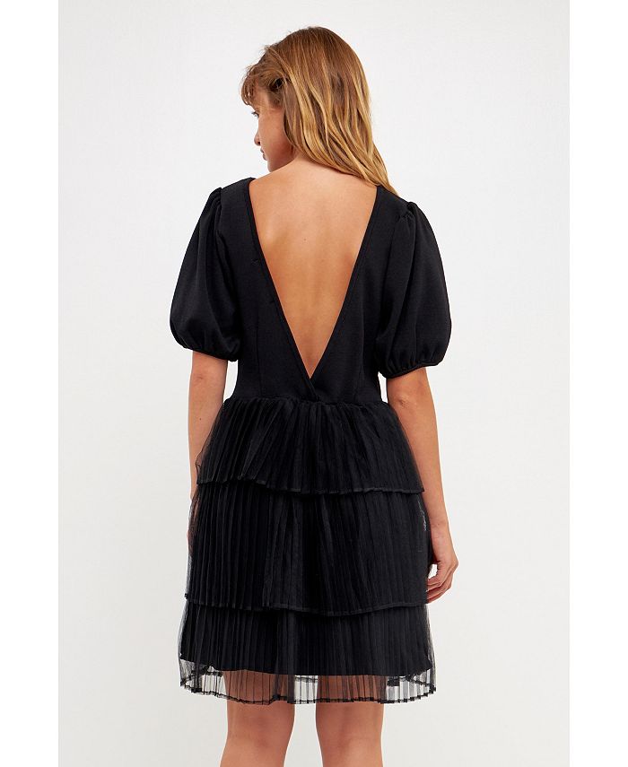 English Factory Women's Mixed Media Mini Dress Macy's