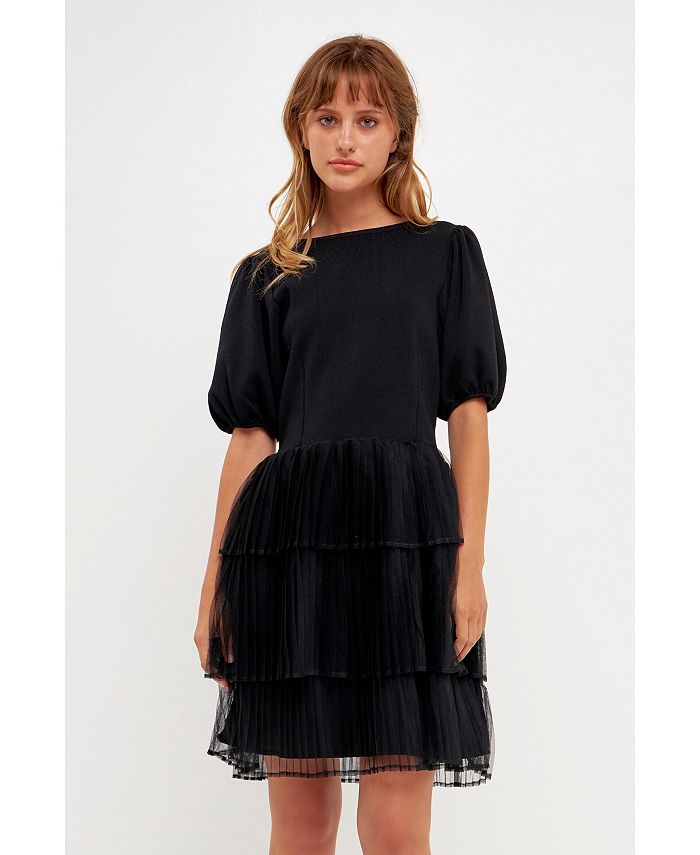 English Factory Women's Mixed Media Mini Dress Macy's