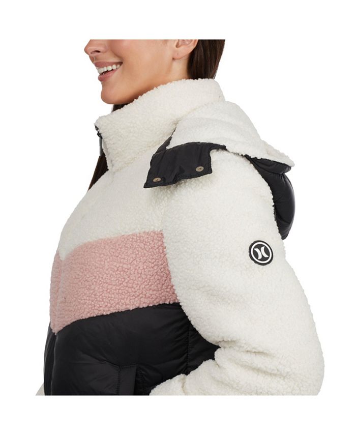 Hurley Women's Nellis Mix Media Jacket with Detachable Hood Macy's