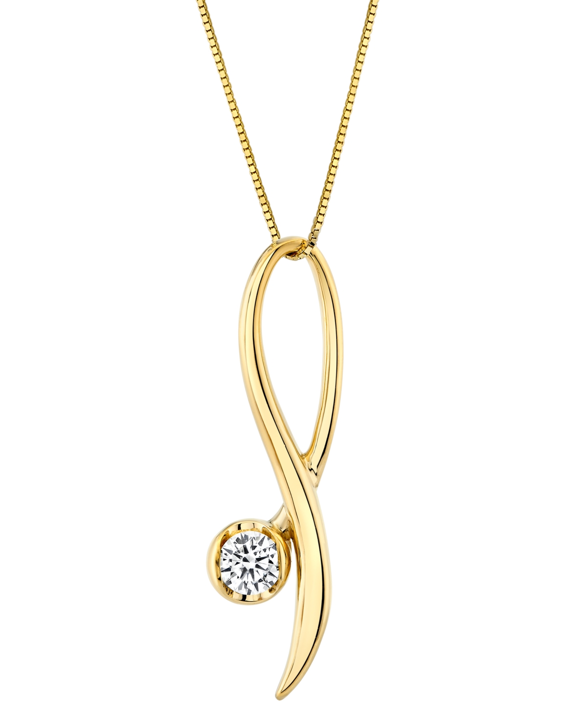Diamond Solitaire Freeform 18" Pendant Necklace (1/5 ct. t.w.) in 14k Gold - Yellow Gold