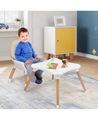 Girls 5-in-1 Eat and Grow Convertible Wooden High Chair with Detachable Tray