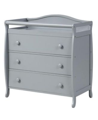 3-Drawer Dresser Changing Table with Safety Belt Guardrails-Grey - Grey 244$