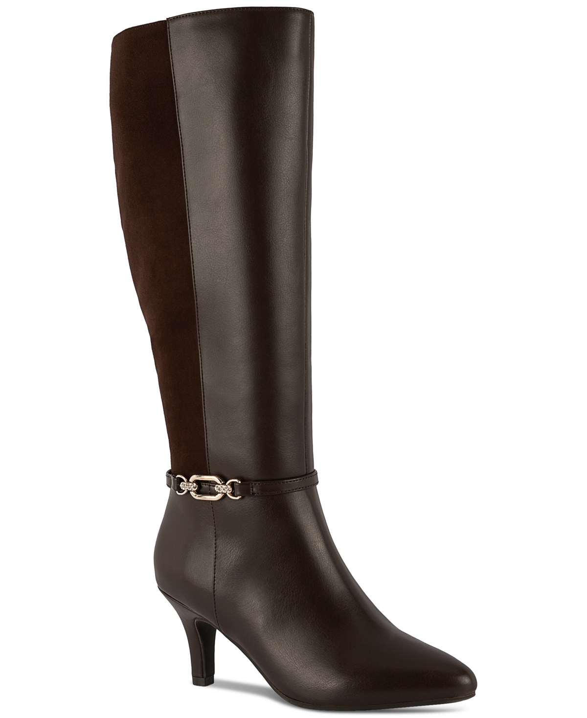 Karen Scott Freylyn Buckled Dress Boots, Created For Macy's In Chocolate Micro Smooth