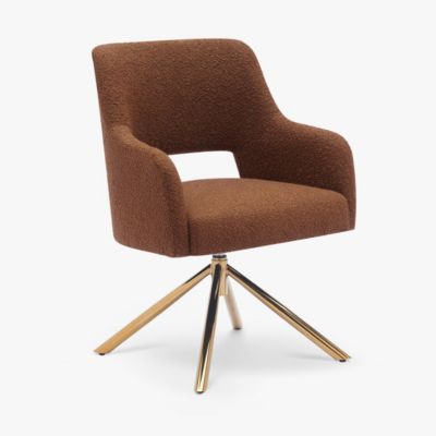Mid-Century Modern Large Boucle Swivel Accent Arm Chair