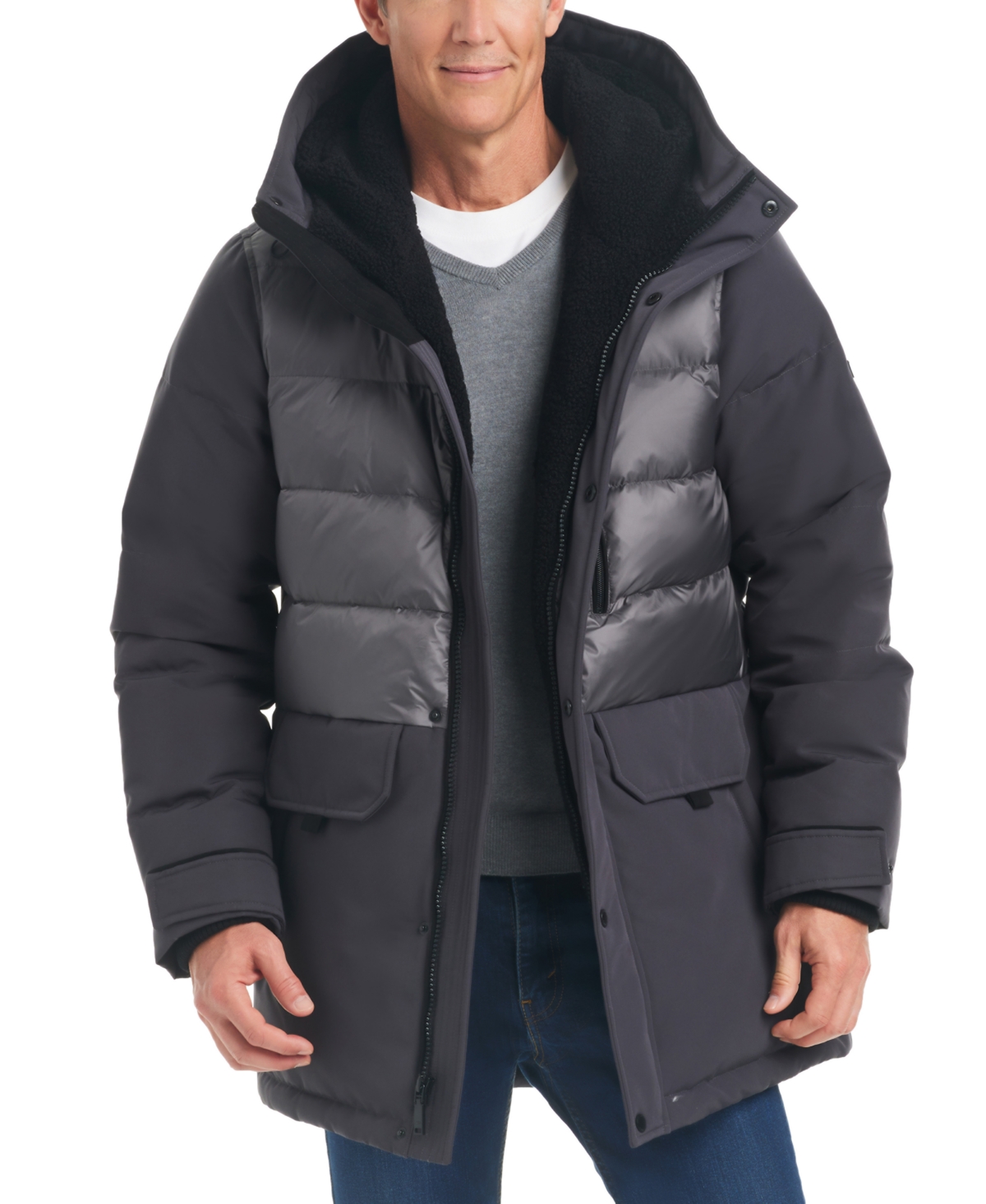 VINCE CAMUTO MEN'S QUILTED HOODED PUFFER PARKA