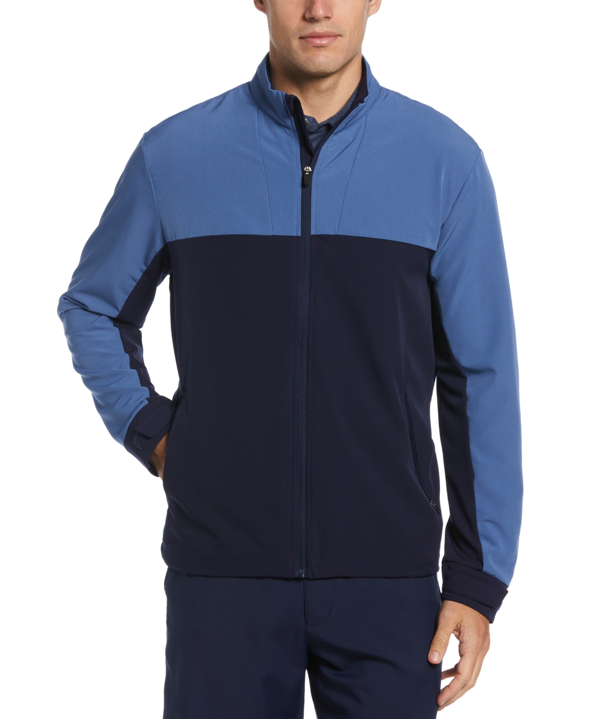 Pga Tour Men's Shield Series Colorblocked Zip-front Golf Jacket In Peacoat