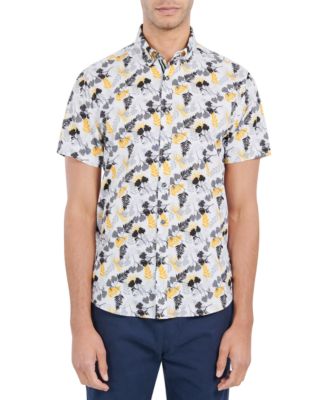Society of Threads - Men's Slim-Fit Performance Stretch Floral Print Short-Sleeve Button-Down Shirt