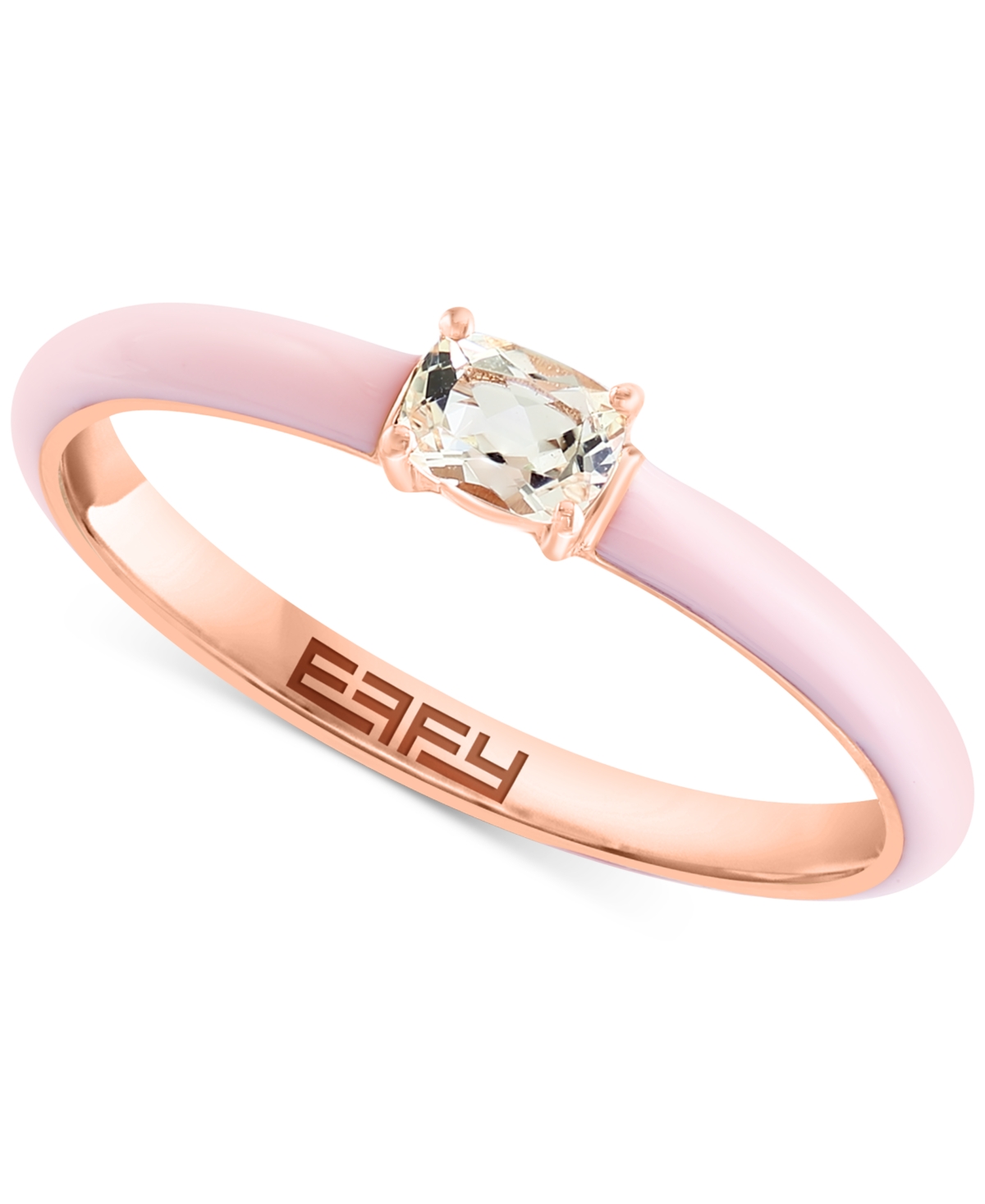 Effy Collection Effy Morganite (1/5 Ct. T.w.) & Enamel Solitaire Ring In 14k Rose-gold-plated Sterling Silver In K Gold Over Sterling Silver