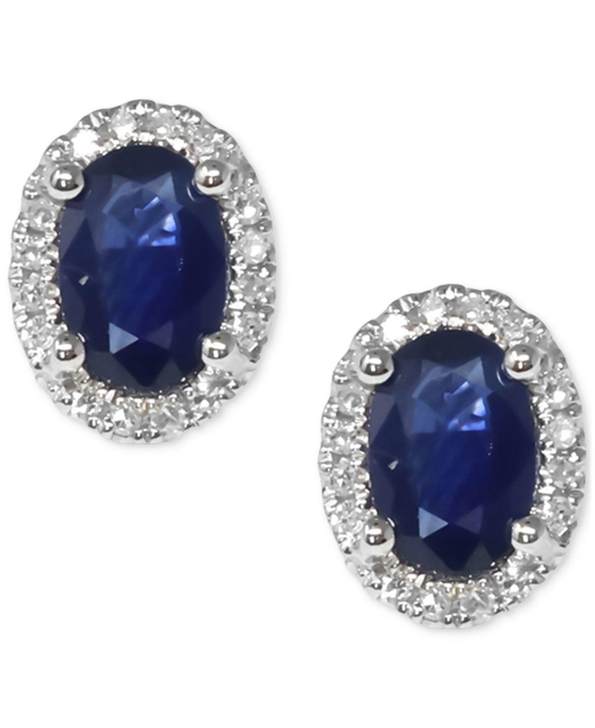 (1 ct. t.w.) & Diamond (1/10 ct. t.w.) Halo Stud Earrings in 14k White Gold - Sapphire