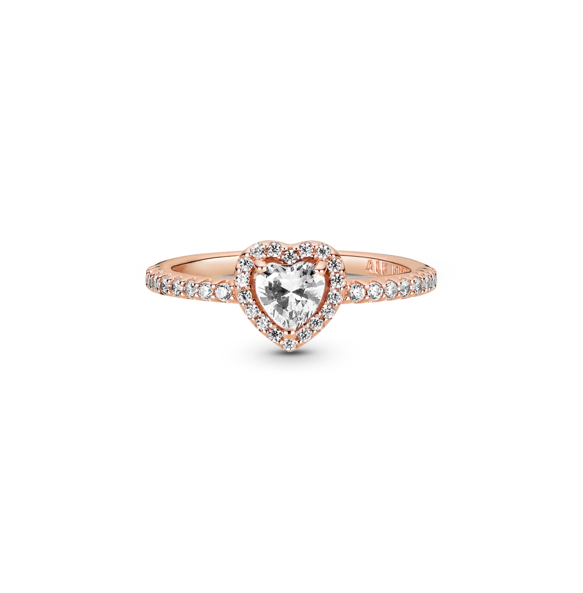 Shop Pandora Cubic Zirconia Timeless Sparkling Elevated Heart Ring In Rose Gold,blue