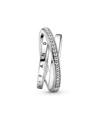 Cubic Zirconia Signature Crossover Pave Triple Band Ring