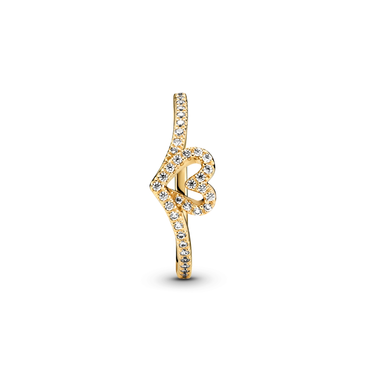 Pandora Cubic Zirconia Timeless Wish Sparkling Heart Ring In Gold