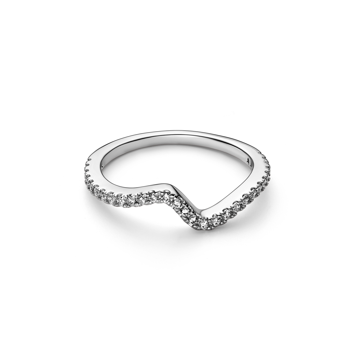 Pandora Cubic Zirconia Timeless Sparkling Wave Ring In Silver