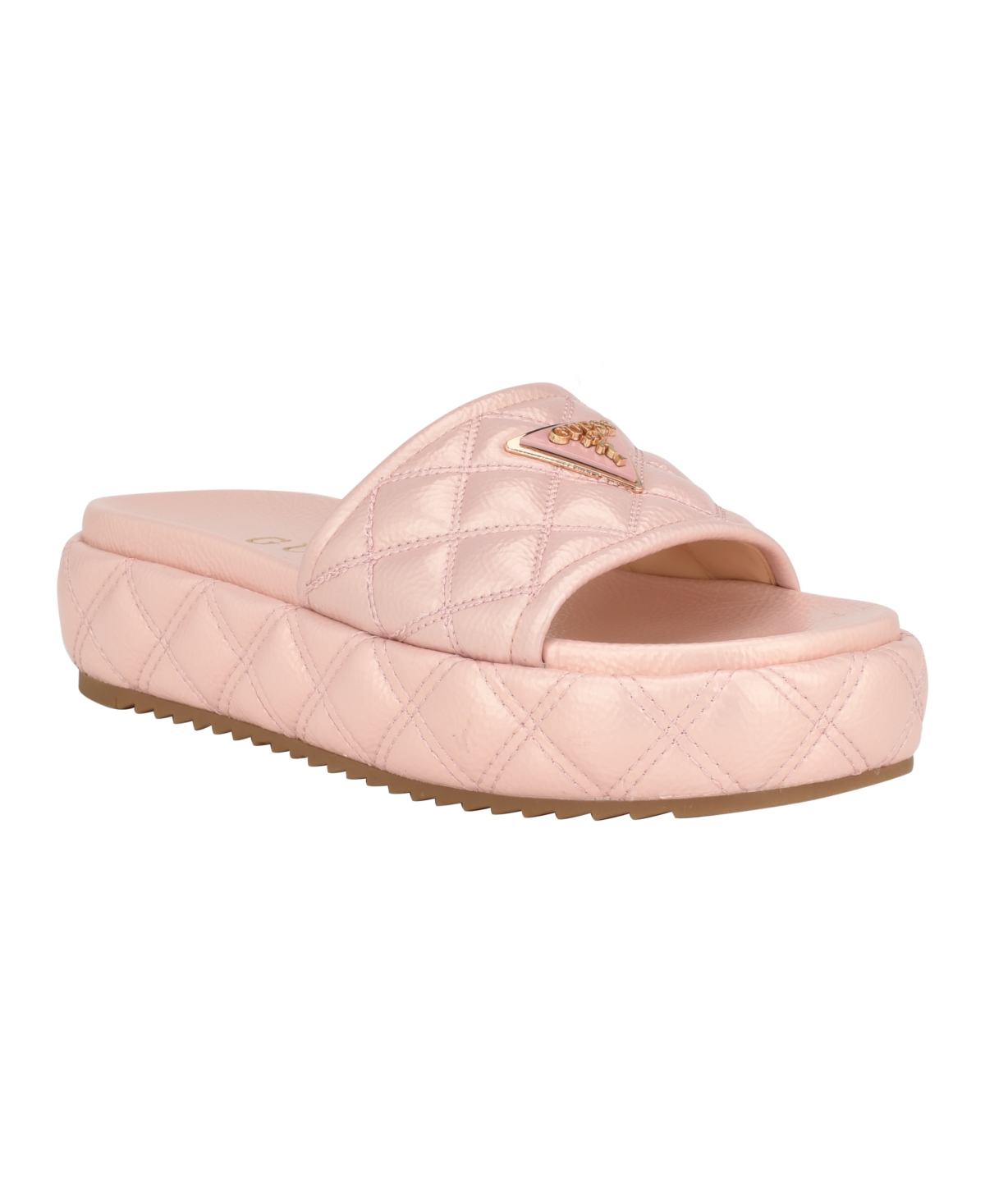 Shop Guess Women's Longo Logo Quilted Platform Slip On Sandals In Light Pink