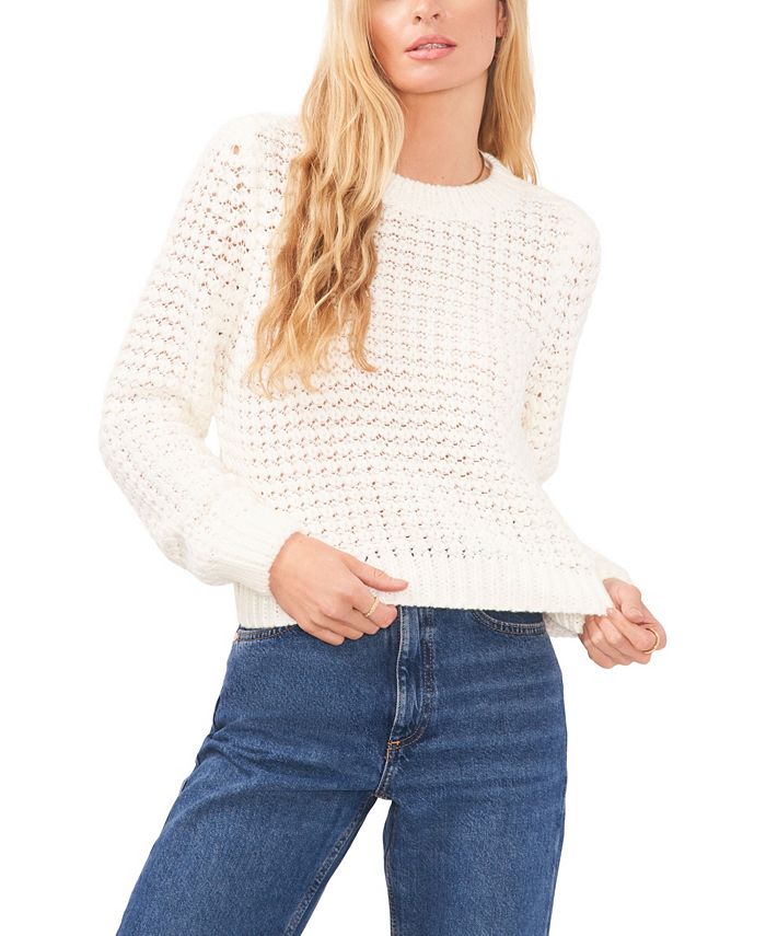 1.STATE Women's Crewneck Long Sleeve Tuck Stitch Sweater - Macy's