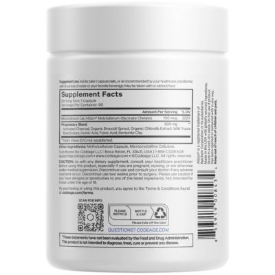 Binder + Systemic Binder Supplement - Activated Charcoal Pills, Bentonite Clay Mineral Powder, Fulvic & Humic Acids, Molybdenum, 90 Capsules