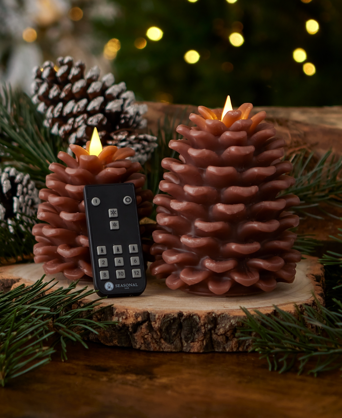Shop Seasonal Pinecone Flameless Candle 5 X 6 In Brown