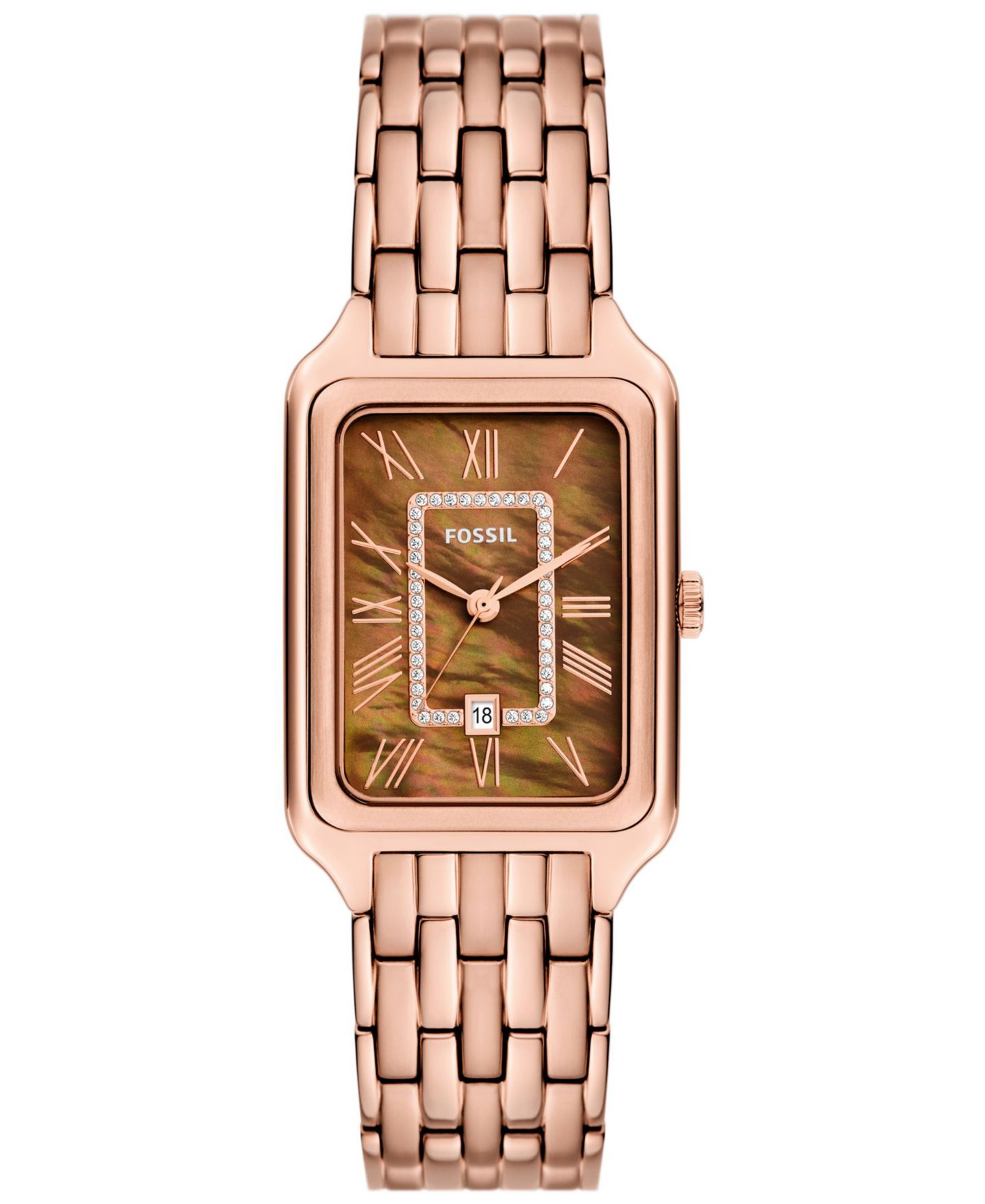 Женские часы Fossil Raquel Three-Hand Date Rose Gold-Tone Stainless Steel Watch 26mm — фото 1