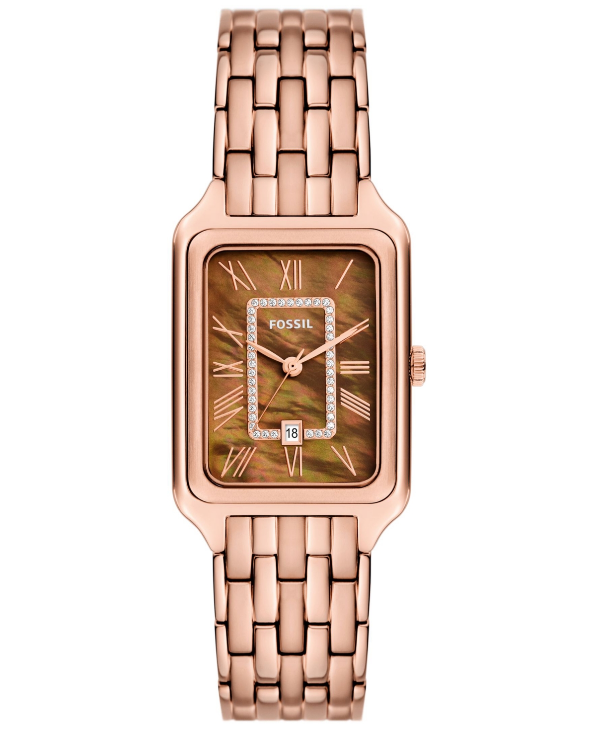 Shop Fossil Women's Raquel Three-hand Date Rose Gold-tone Stainless Steel Watch 26mm In Rose Gold Tone