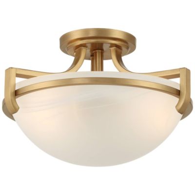 Mallot Modern Ceiling Light Semi Flush Mount Fixture 12 1/2" Wide Soft Gold 2-Light Marbleized Glass Bowl Shade for Bedroom Living Room