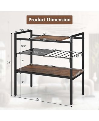 Industrial Entryway Table 3-Tier Sofa Side Table with Removable Panel & Mesh Shelf