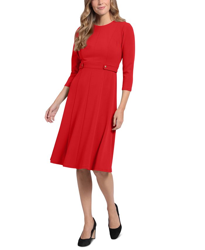 London Times Women's TabWaist Fit & Flare Dress Macy's