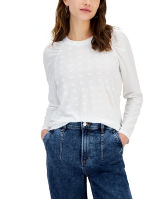 Tommy Hilfiger - Women's Pleated-Shoulder Heart-Texture Top