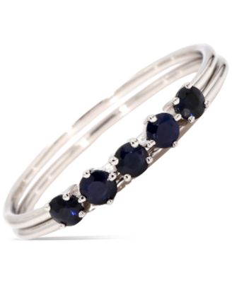 Macy's - Sapphire Five Stone Split Shank Band (7/8 ct. t.w.) in Sterling Silver