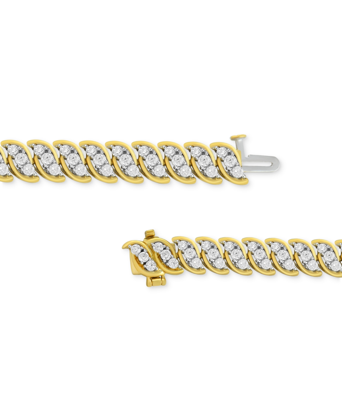 Shop Macy's Diamond S Curve Link Bracelet (4 Ct. T.w.) In 10k Gold In Yellow Gold