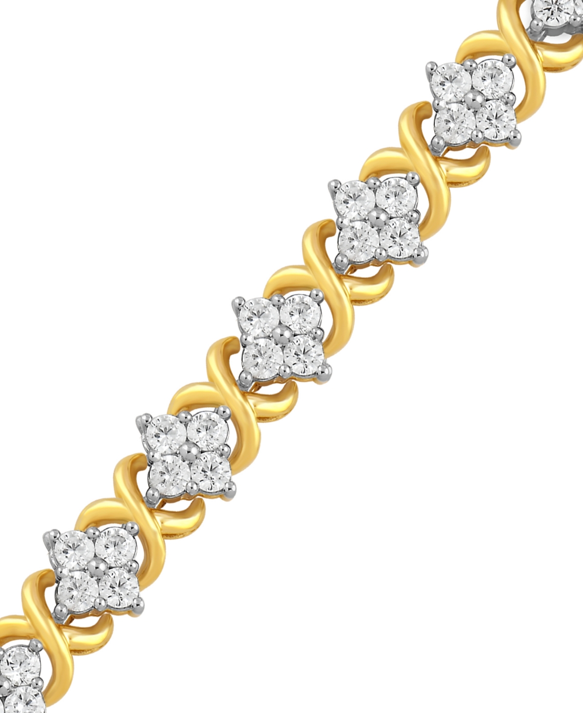 Shop Macy's Diamond Cluster Link Bracelet (3 Ct. T.w.) In 10k Gold In Yellow Gold