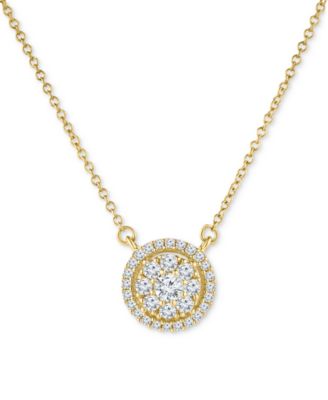 Macy's - Diamond Halo Cluster 18" Pendant Necklace (1/3 ct. t.w.) in 14k Gold