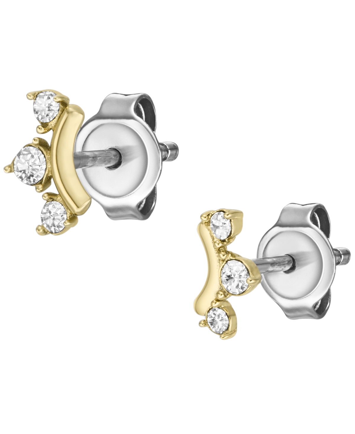 Shop Fossil All Stacked Up Gold-tone Stainless Steel Stud Earrings