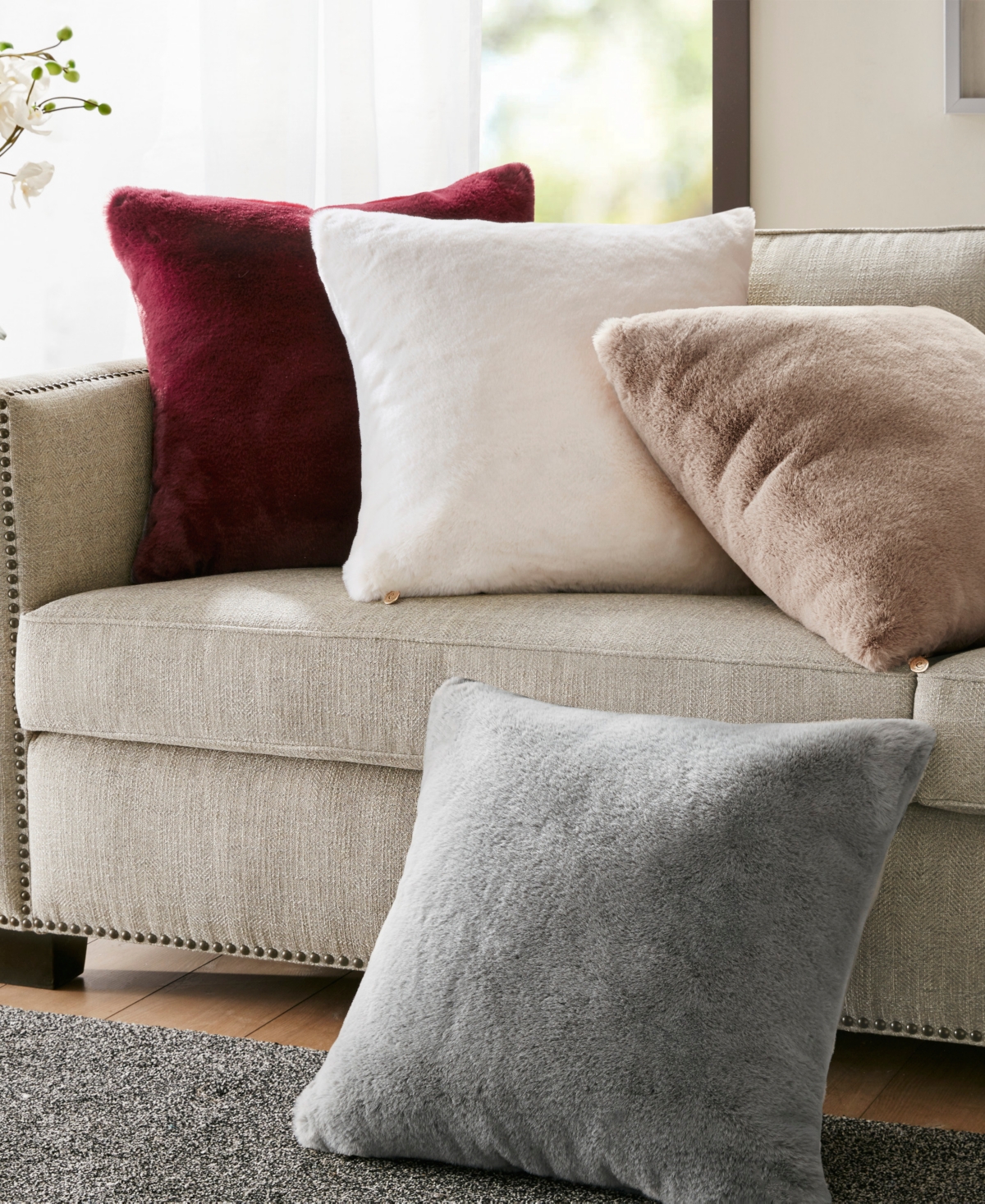 Croscill Sable Solid Faux Fur Pillow, x