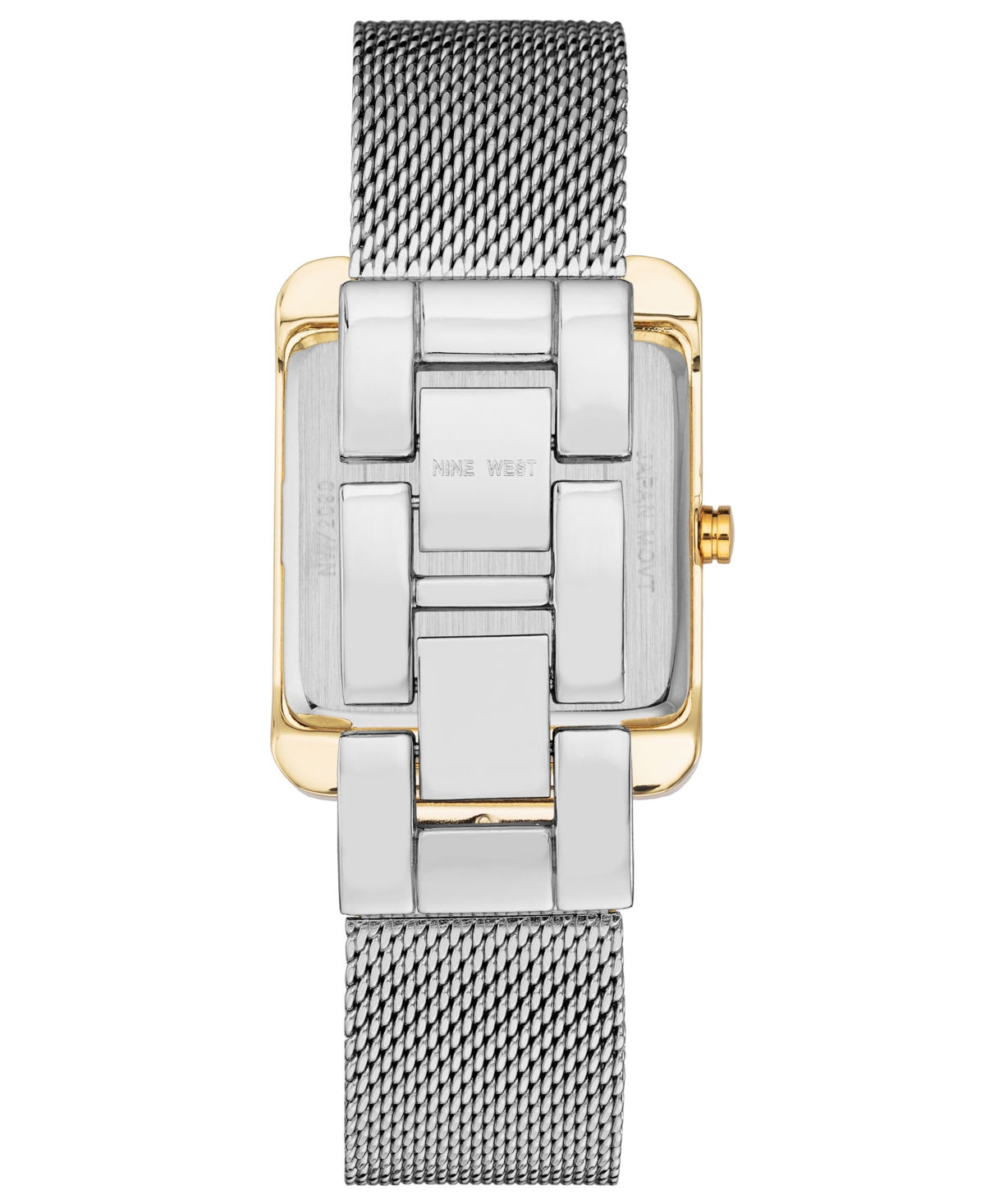 Nine West Women's Quartz Rectangular Silver-tone Stainless Steel Mesh Band Watch, 29mm In Silver-tone,gold-tone