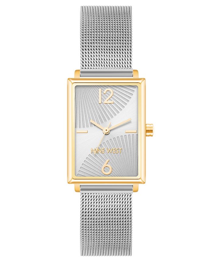 Nine West Women s Quartz Rectangular Silver Tone Stainless Steel