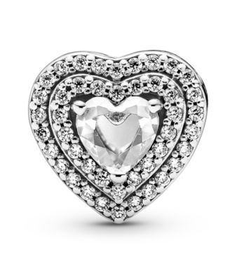 Cubic Zirconia Sparkling Leveled Hearts Charm