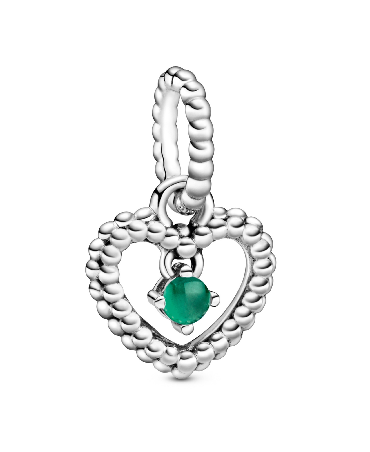 Pandora Birthstone Crystals Beaded Heart Dangle Charm In Emerald - May