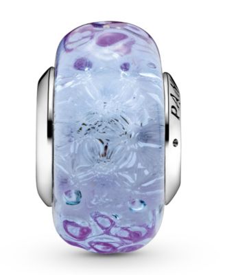 Sterling Silver Wavy Lavender Murano Glass Charm
