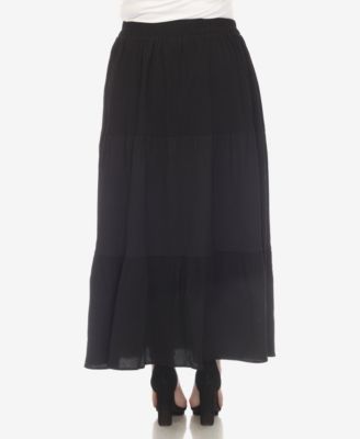 Plus Size Pleated Tiered Maxi Skirt