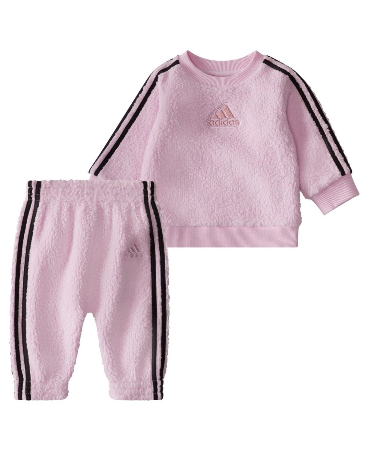 Adidas Originals Baby Girls Cozy Long Sleeve Top And Pants, 2 Piece Set In Orchid Fusion