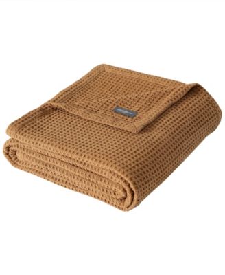 Eddie Bauer Solid Waffle Cotton Reversible Blanket, Twin