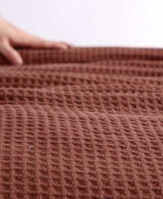 Solid Waffle Cotton Reversible Blanket, Full/Queen
