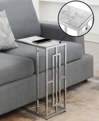 15.75" Chrome Oxford Glass C End Table