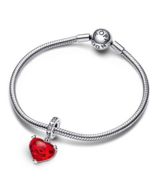 Cubic Zirconia Disney Mickey Minnie Mouse Kiss Red Murano Glass Dangle Charm