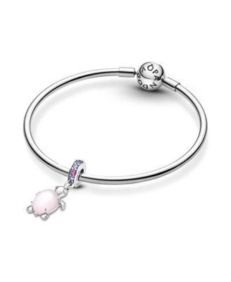 Manmade Crystals Murano Glass Pink Sea Turtle Dangle Charm