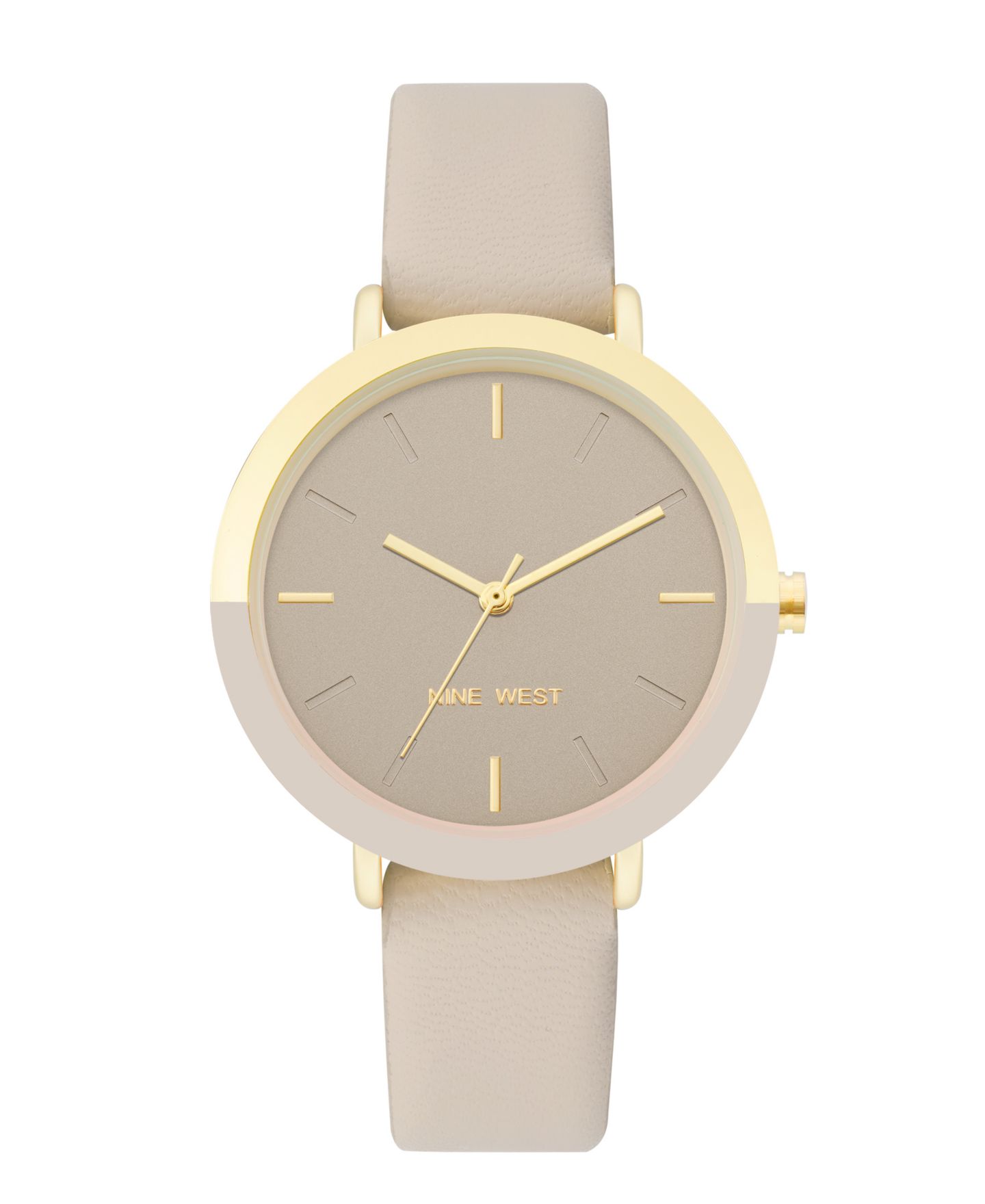 Женские часы Nine West Quartz Tan Faux Leather Band Watch, 36mm — фото 1